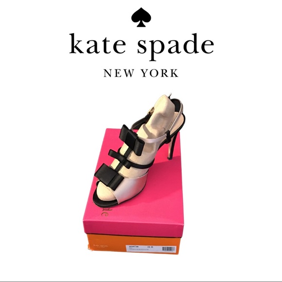 kate spade Shoes - kate spade Ivy Champagne and Black Satin Heels 10M